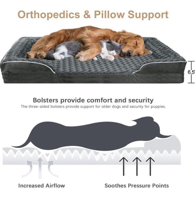 Orthopedic Dog Bed, Pet Sofa Bed with Removable Washable Cover 42” X 31” X-Large