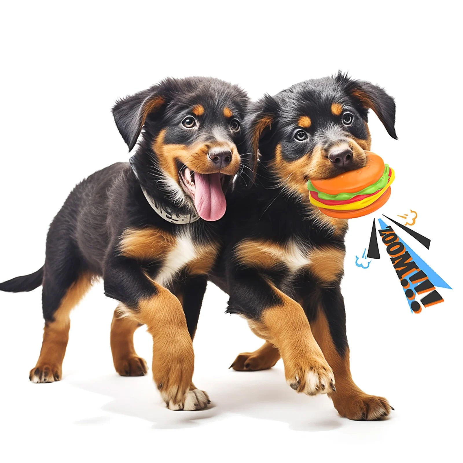 Squeaky Dog Toys for Aggressive Chewers, Hamburger Dog Chew Toys Natural Rubber Puppy Toys